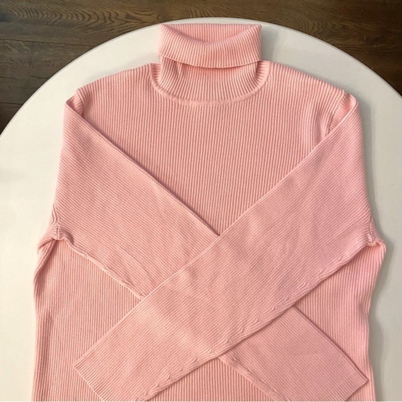 Vintage Baby Pink 100% Cotton Knit Turtleneck Sweater - Picture 8 of 9
